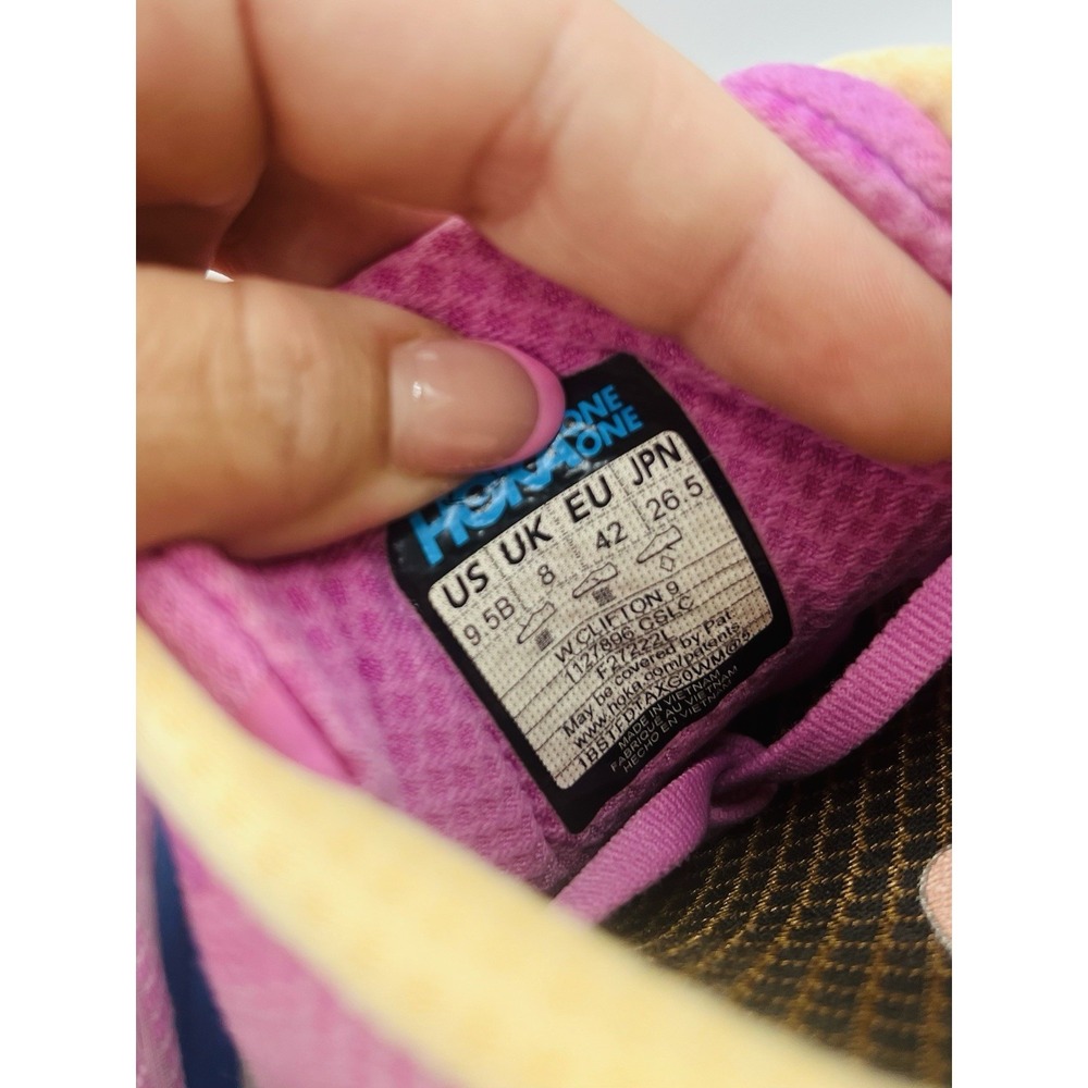 Hoka One One Women's Pink Running Sneakers with Blue Midsole - Picture 8 of 11